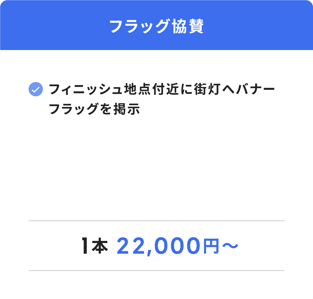 フラッグ協賛(フィニッシュ地点付近に街灯へバナーフラッグを掲示)